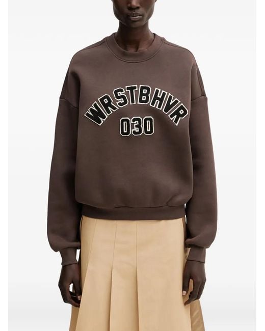 WRSTBHVR Brown Matteo Logo-Patch Sweatshirt