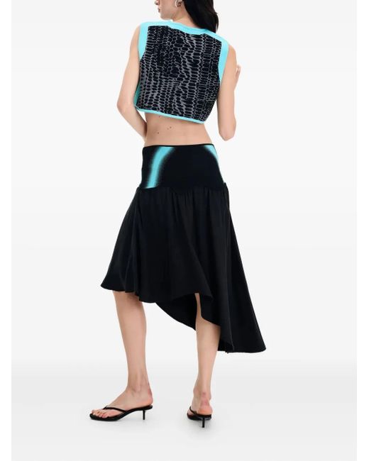 Ph5 Blue Snakeskin-Print Asymmetrical Top
