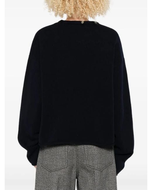 Extreme Cashmere Black Crew-Neck Cashmere-Blend Sweater