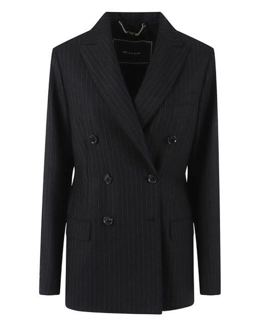 Blazer Croisé À Fines Rayures Kiton en coloris Black