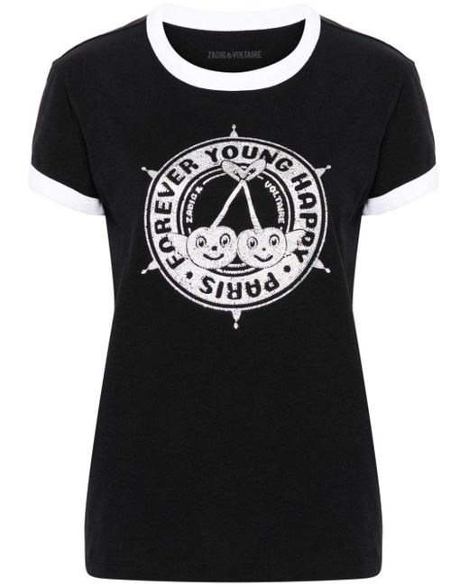 Zadig & Voltaire Black Walk Diamante Insignia T-shirt