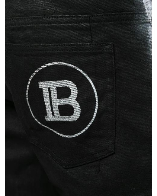 Balmain Black Spray Band Jeans for men