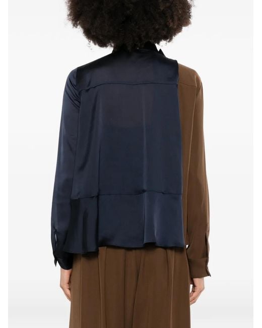 Sacai Blue Panelled Peplum-Hem Blouse