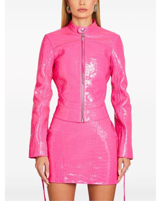 retroféte Pink Brynn Leather Jacket