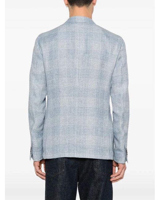 Zegna Blue Checked Blazer for men