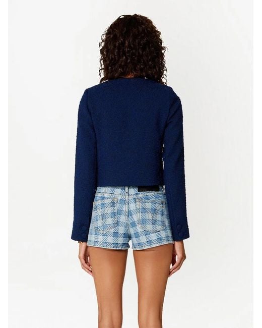 AMI Blue Textured Cropped Jacket