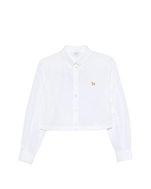 Maison Kitsuné Baby-Fox Cropped Blouse in het White
