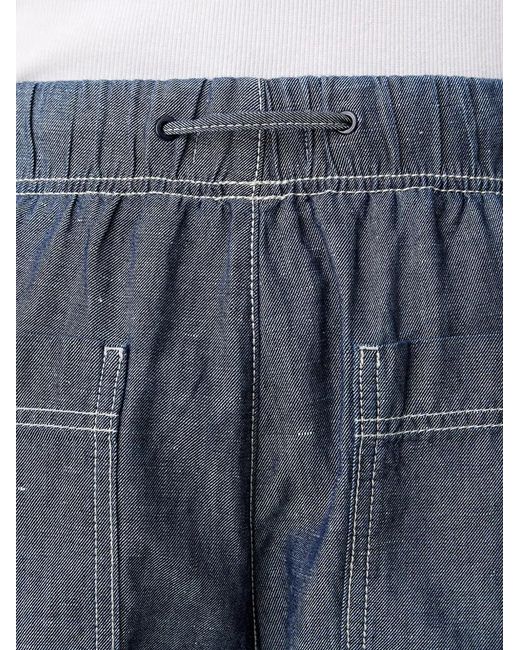 Benetton Blue Drawstring-Waist Contrast-Stitch Shorts for men