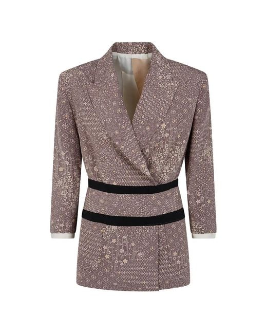 Ibrigu Gray Floral-Print Belted Kimono Blazer