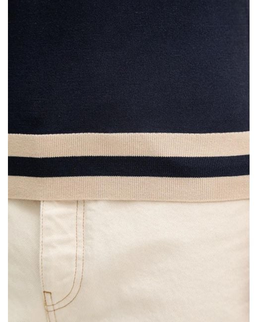 Guess Blue Striped-Trim Short-Sleeve Polo Shirt for men