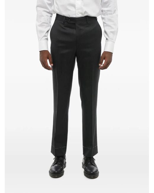 Corneliani Black Belt-Loops Trousers for men