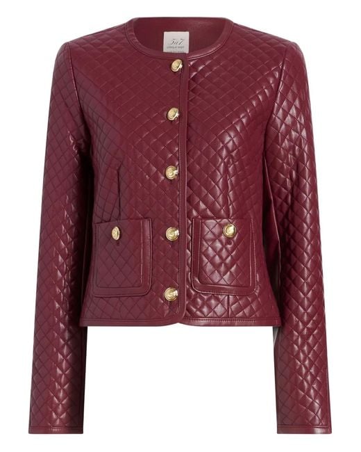 Cinq À Sept Red Brooke Quilted Button Jacket