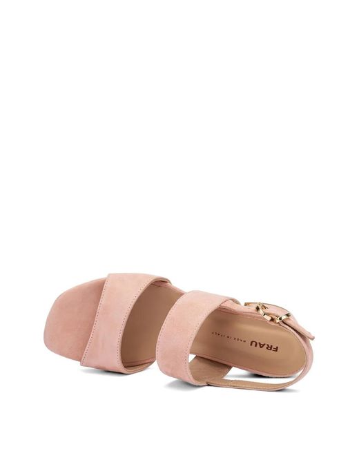Frau Pink Block-Heel Suede Sandals