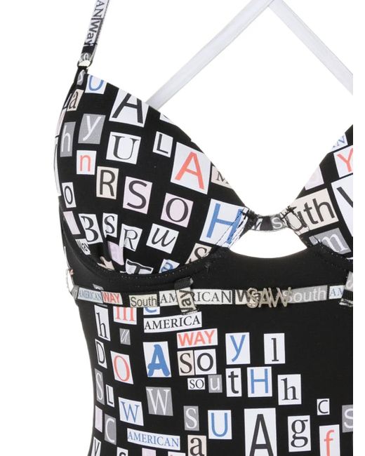 Costume Intero Con Stampa di Amir Slama in Black