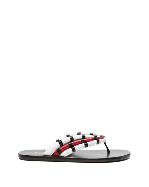 Jude White Striped-Strap Sandals
