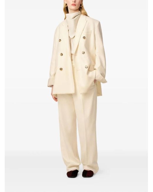 AMI Natural Loose Double-Breasted Wool Jacket