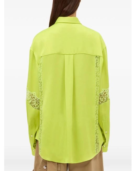 MSGM Yellow Lace Panel Shirt