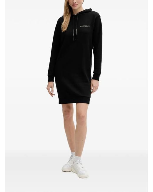 ARMANI EXCHANGE Drawstring Hooded Mini Dress in Black | Lyst