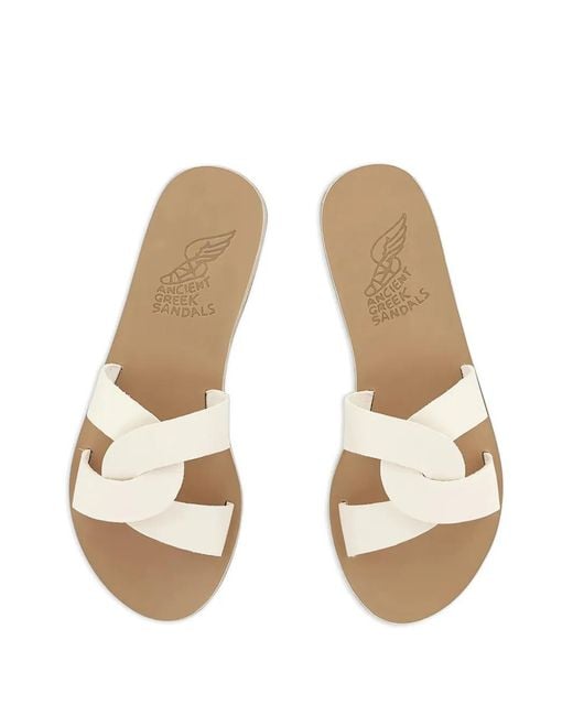Ancient Greek Sandals White Desmos Double-Strap Leather Sandals
