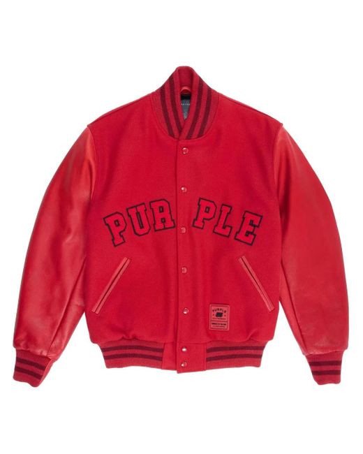 Purple Brand Bomberjacke Im College-Look in Red für Herren