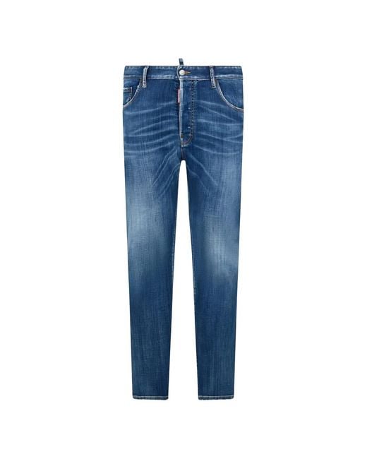 DSquared² Blue Distressed Faded-Effect Jeans for men