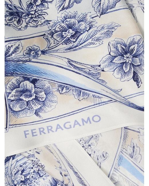 Ferragamo White Voyage-Print Foulard Top