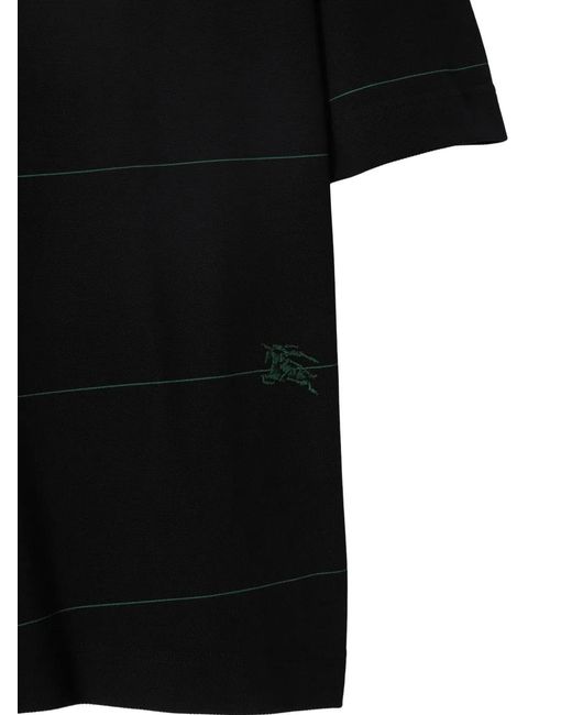 Burberry Black Logo-Embroidered Striped Polo Shirt for men