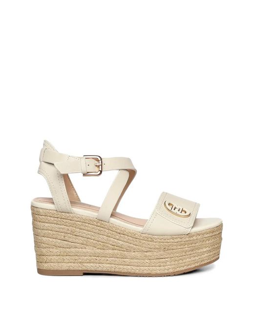 Liu Jo Natural Zeppe Bali Raffia-Wedge Leather Heeled Espadrilles