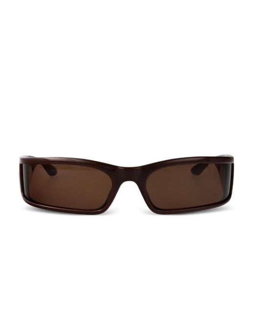 Balenciaga Brown Rectangle Logo Sunglasses for men