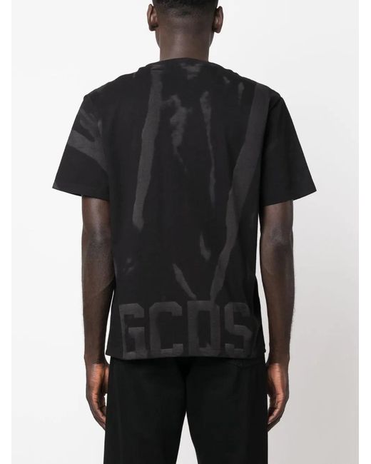 Gcds Black Logo-Print Cotton T-Shirt for men