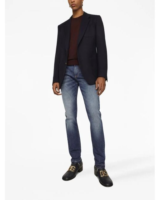 Dolce & Gabbana Blue Patch Pocket Single-Breasted Blazer for men