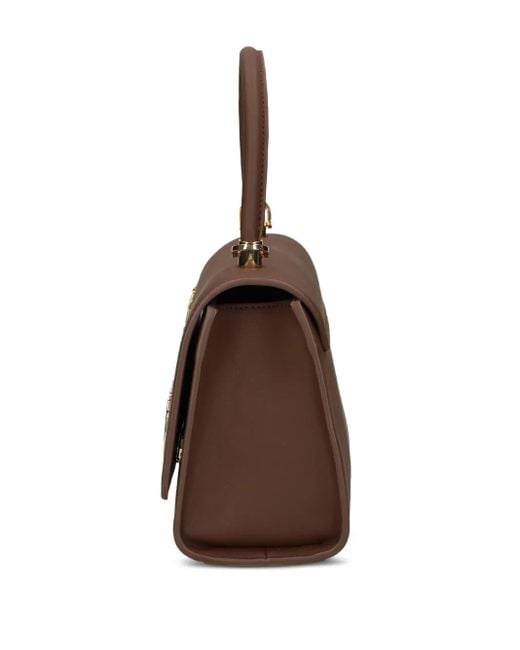 Love Moschino Brown Shopper mit Logo-Schild