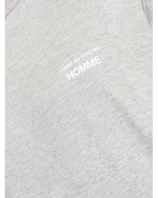 Camiseta de algodón con logo estampado Comme des Garçons de hombre de color Gray