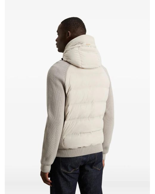 Woolrich Natural Quilted Knitted-Panel Coat for men