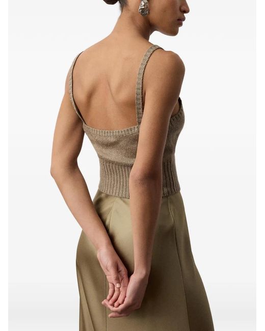 Ralph Lauren Brown Ribbed-Hem Tank Top