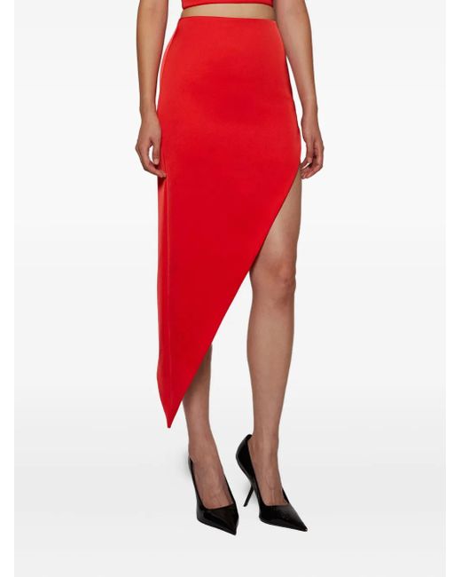David Koma Red Asymmetric Skirt