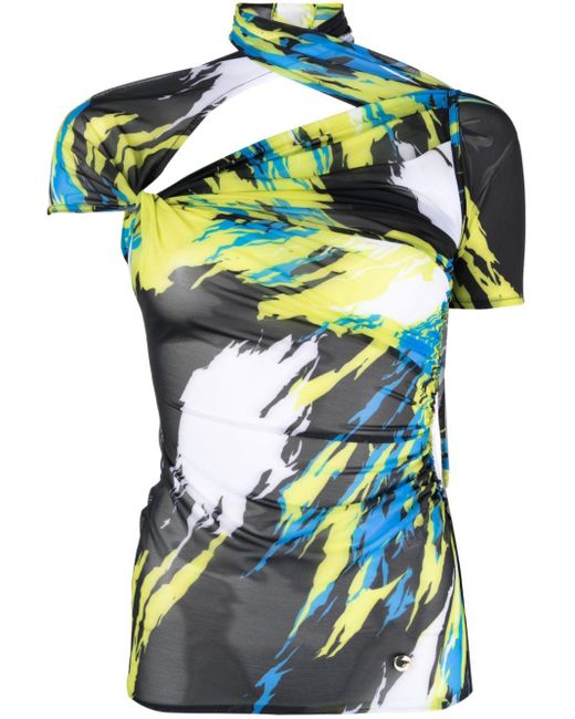 Coperni Blue Semi-sheer Graphic-print Dress