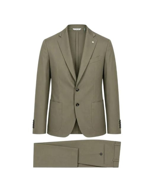 Manuel Ritz Green Single-Breasted Notch-Lapel Suit for men
