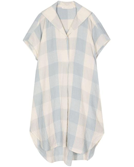 Forme D'expression White Checked Linen Tunic Dress