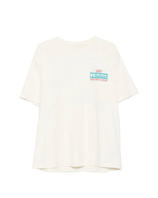 Rhude White Graphic-Print T-Shirt for men