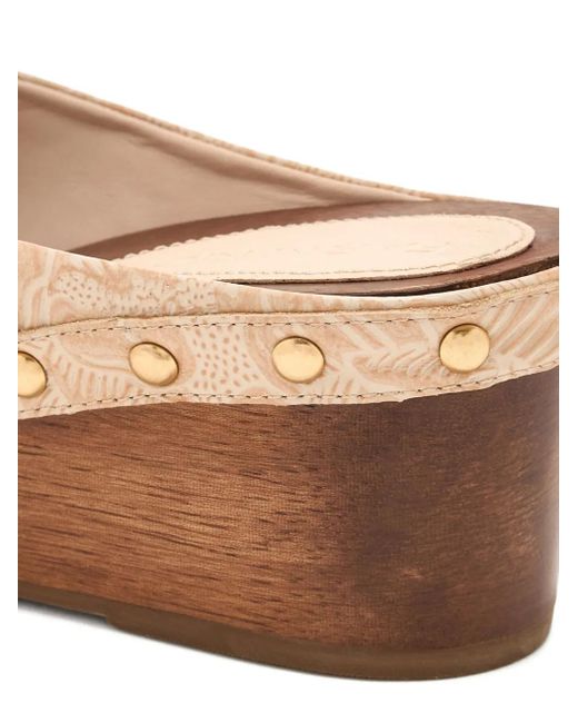 Farm Rio Brown Floral-Embossed Mules
