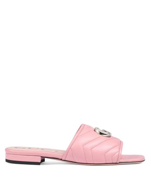 Gucci Quilted GG Motif Sandals in Pink - Lyst