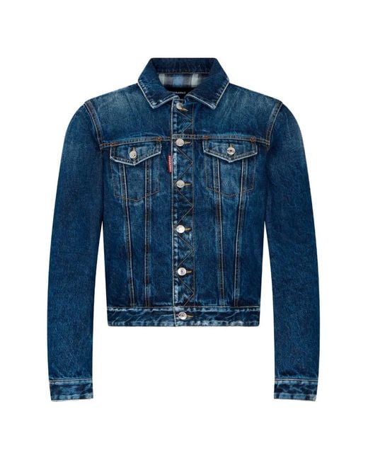 DSquared² Blue Dark Highlight Mini Front Jean Jacket for men