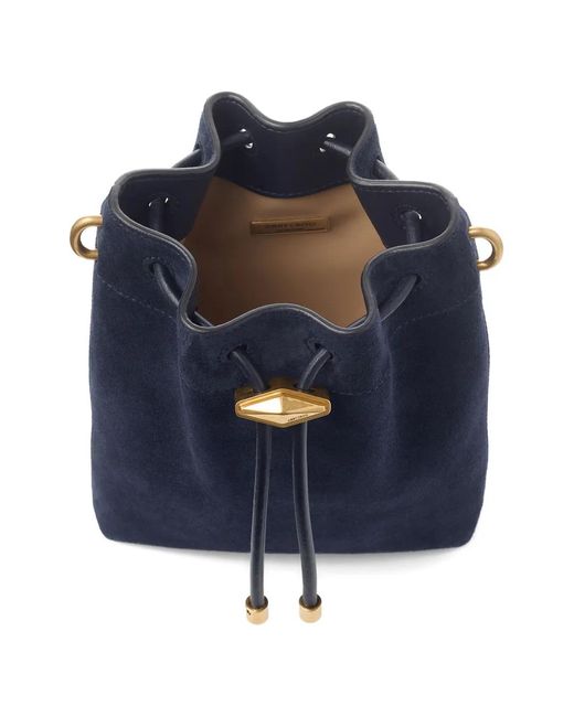 Jimmy Choo Blue Mini Cinch Drawstring Bucket Bag