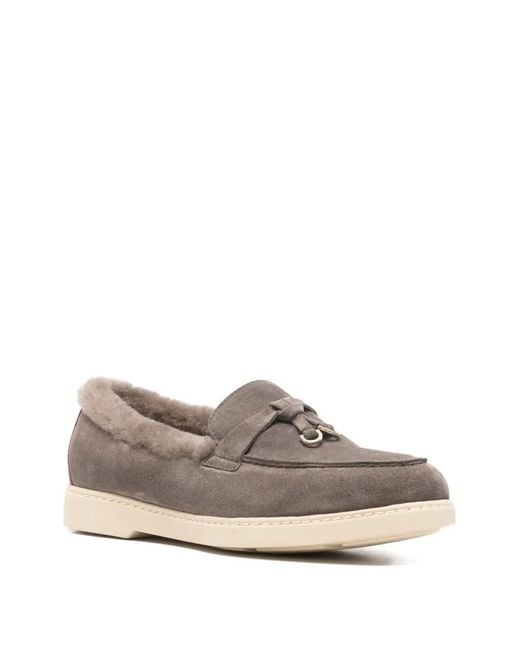 Doucal's Gray Leather Loafers