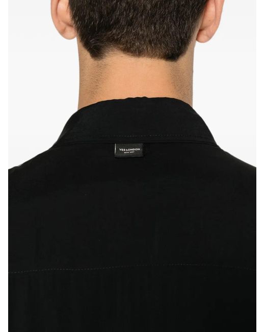 Yes London Black Quarter-Zip Short-Sleeve Polo Shirt for men