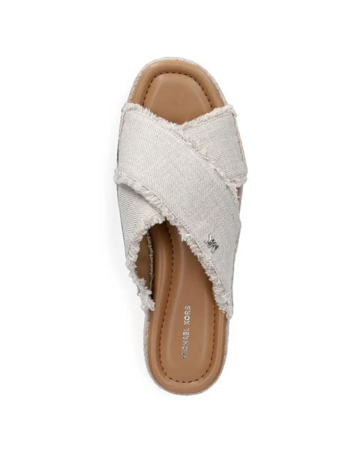 MICHAEL Michael Kors White Frayed Crossover-Strap Sandals