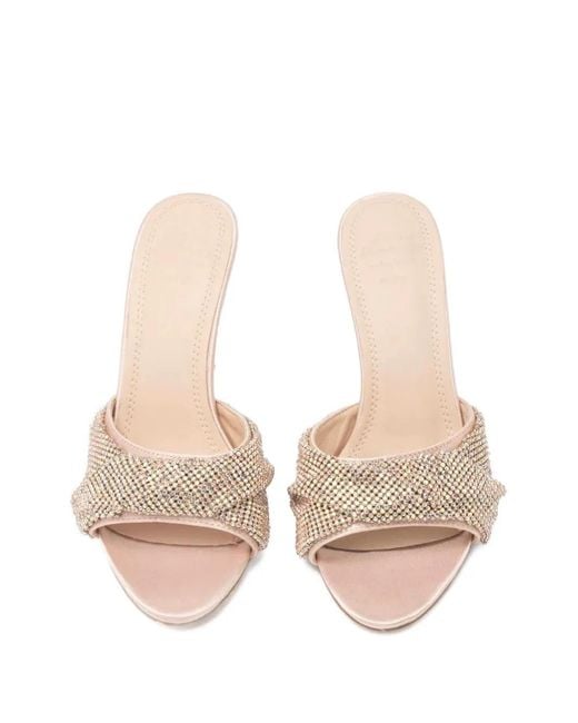 Twentyfourhaitch White Canberra Rhinestone-Embellished Mules