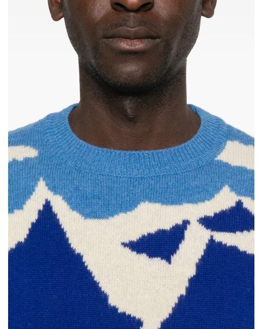 Moncler Blue Virgin Wool Sweater for men