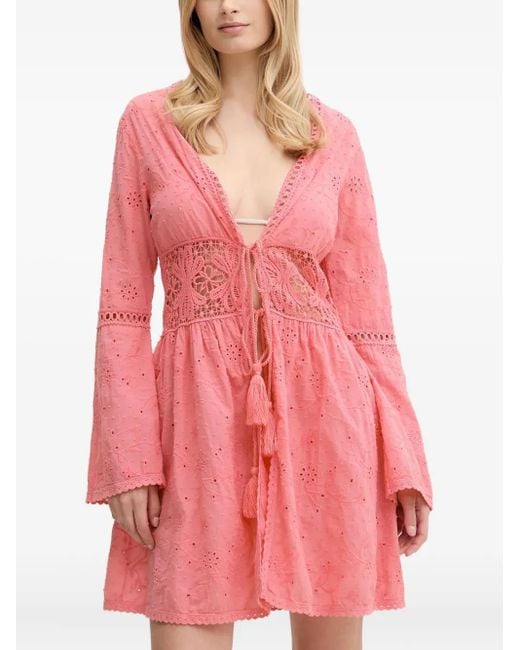 Guess Pink Robe De Plage À Détails D'Œillets